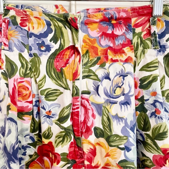 Vintage 90s Floral Cotton High-Waisted Trousers - Picture 6 of 10
